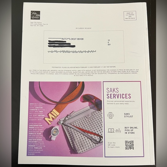 Saks Fifth Avenue Accents Saks Fifth Avenue Fashion Book Catalog